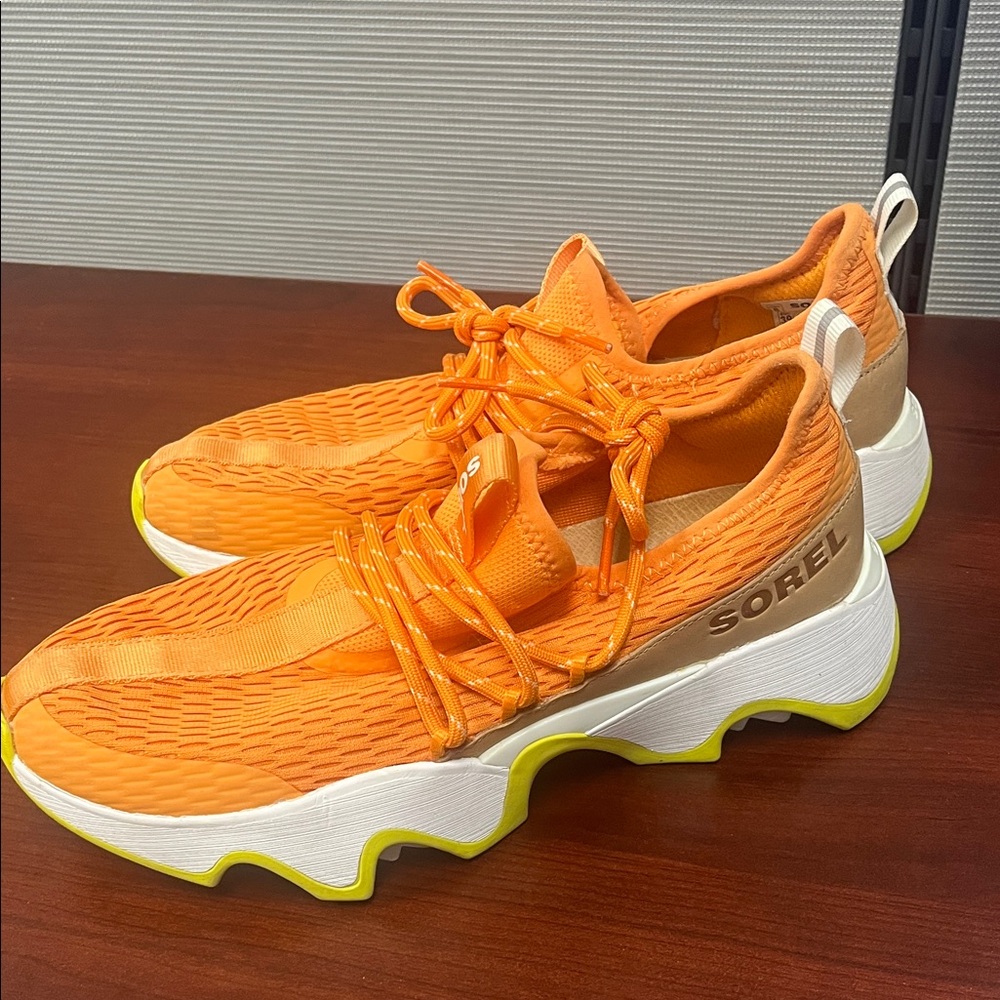 Sorel Bright Orange Athletic Shoes with White and Yellow Details